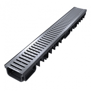 XDrain 130/80 B125 Drainage Channel x 1m Stainless Steel Grate